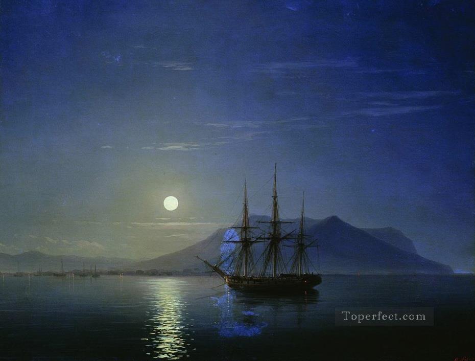 Ivan Aivazovsky sailing off the coast of the crimea in the moonlit night Seascape Oil Paintings